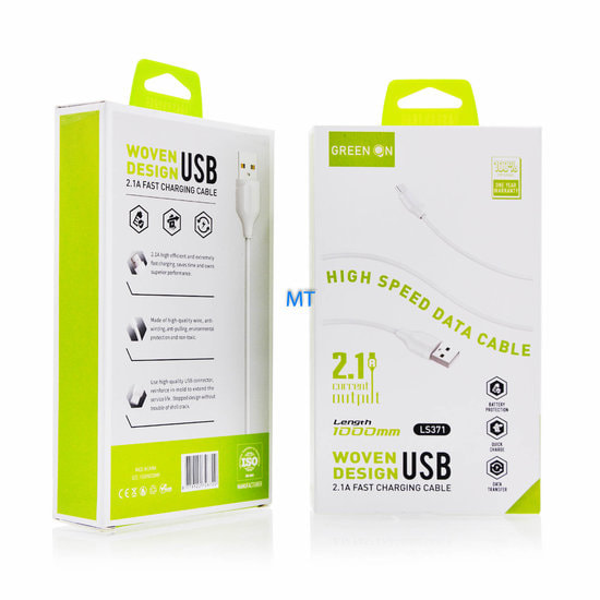 Green on fast charge data cable, MICRO 1M