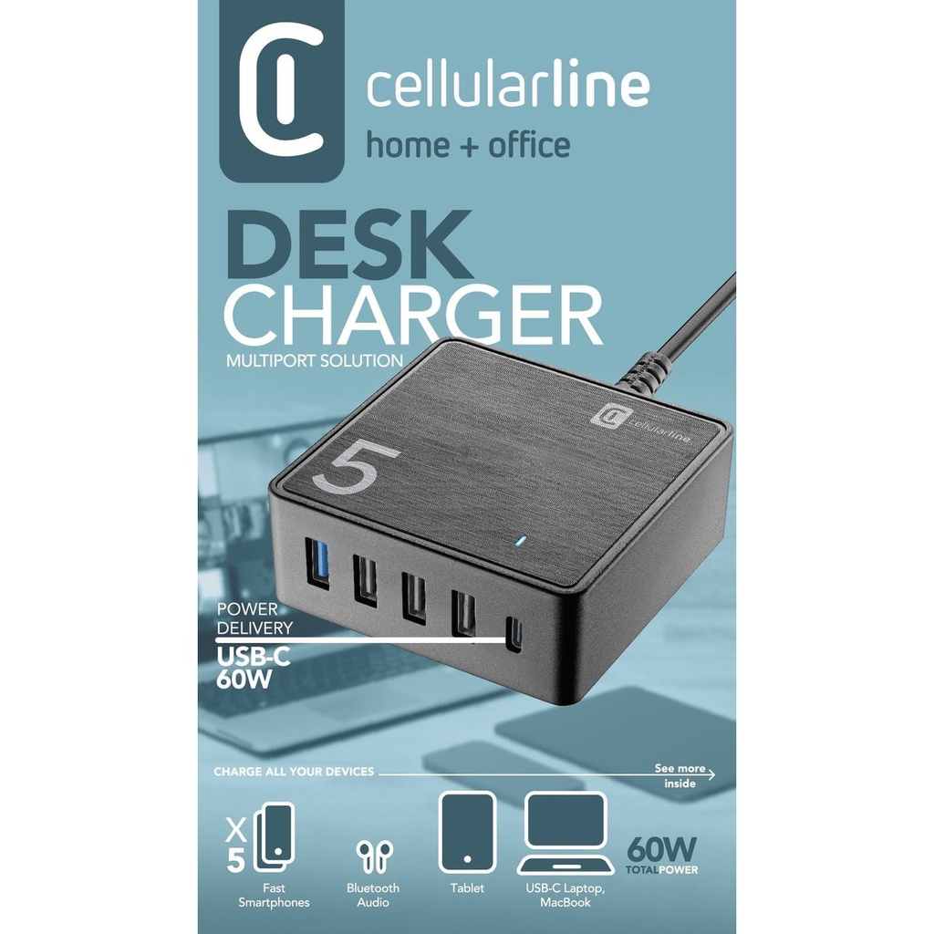 CELLULARLINE CHARGER 5 PORTS 60W BLACK
