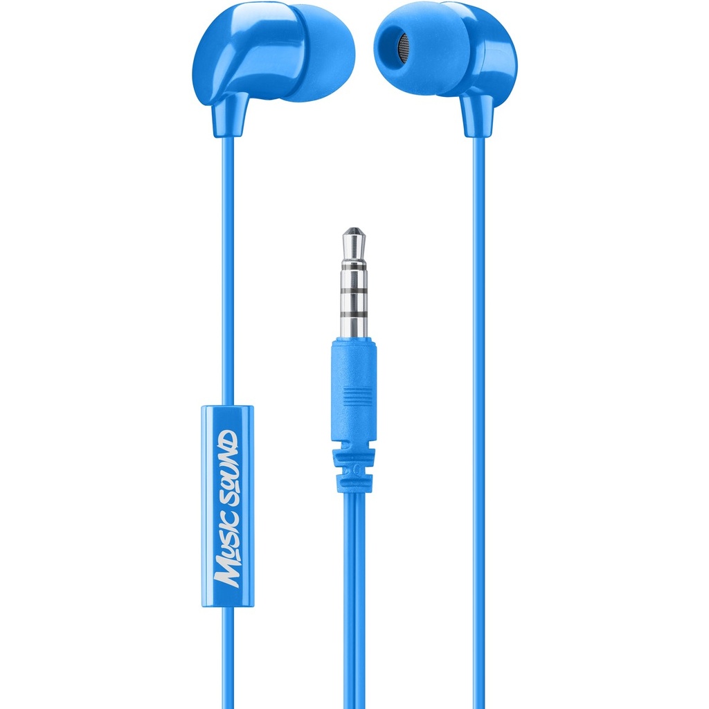 CELLULARLINE MUSIC SOUND IN-EAR EARPHONES WITH MIC UNIV. BLUE.