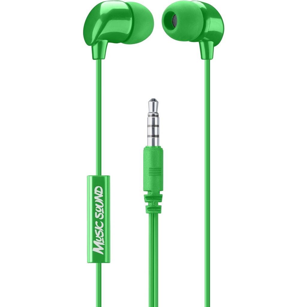 CELLULARLINE MUSIC SOUND IN-EAR EARPHONES WITH MIC UNIV. GREEN.