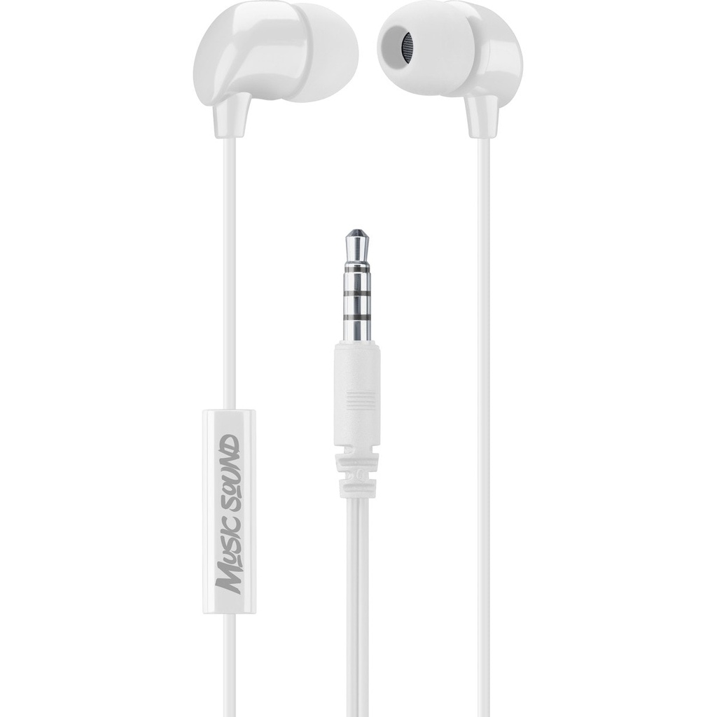 CELLULARLINE MUSIC SOUND IN-EAR EARPHONES WITH MIC UNIV. WHITE.