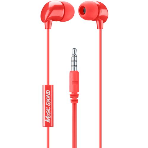CELLULARLINE MUSIC SOUND IN-EAR EARPHONES WITH MIC UNIV. RED