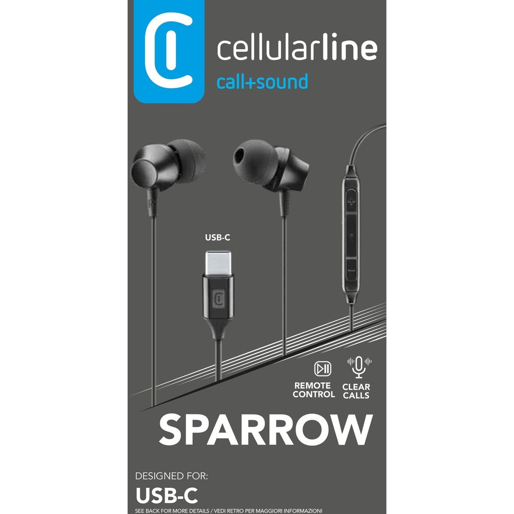 CELLULARLINE TYPE - C EARPHONES IN-EAR BLACK.