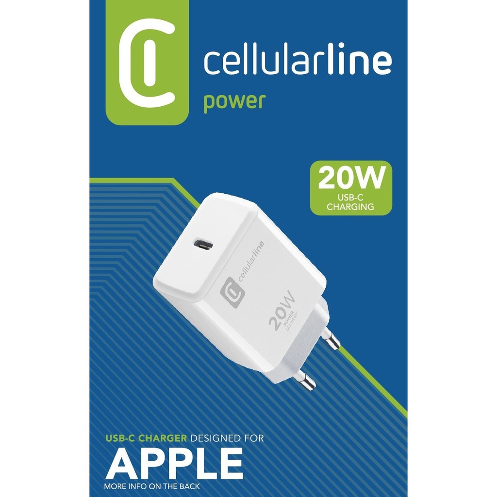 CELLULARLINE USB-C CHARGER APPLE 20W WHITE.