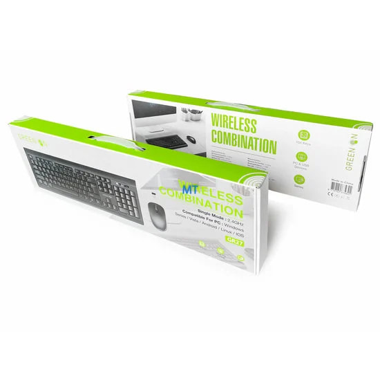 GREEN ON WIRELESS MOUSE AND KEYBOARD